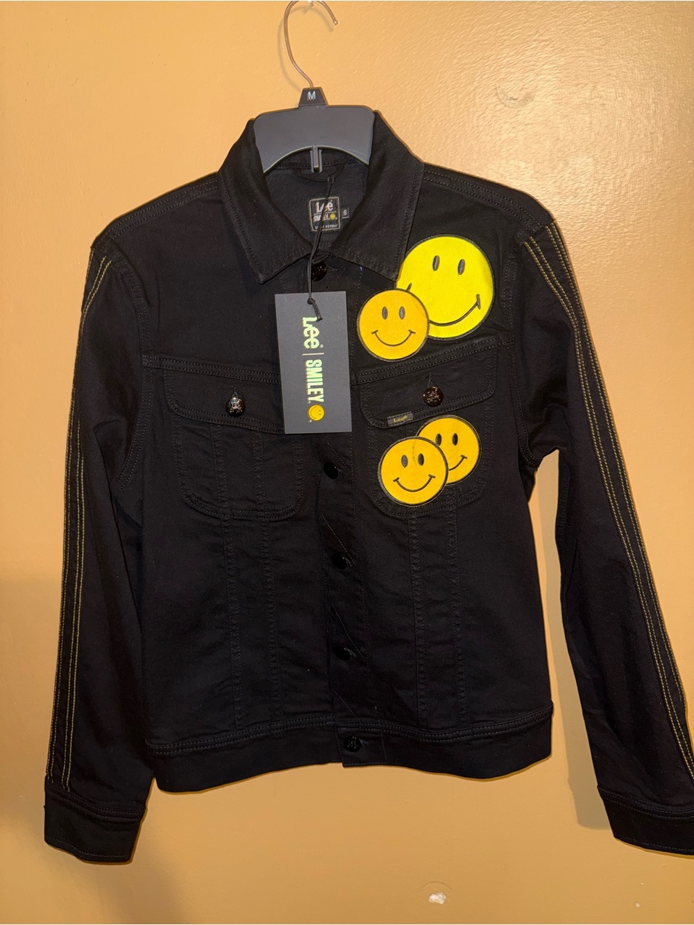 Lee Black Jacket with Yellow Smiley Patches